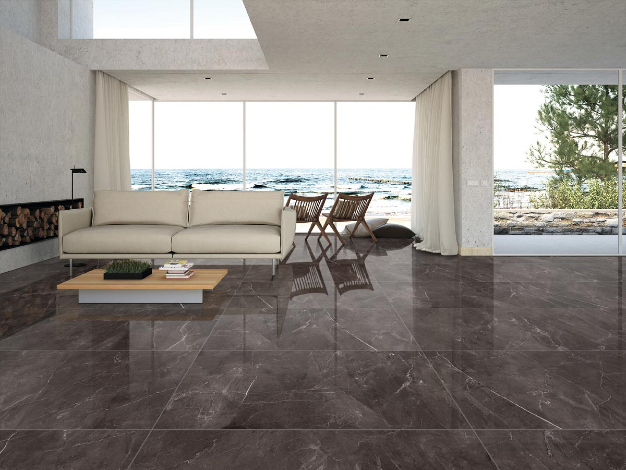 Керамический гранит 60*120*0,9 Vitrum Dark Grey HG polished рект. - фото2