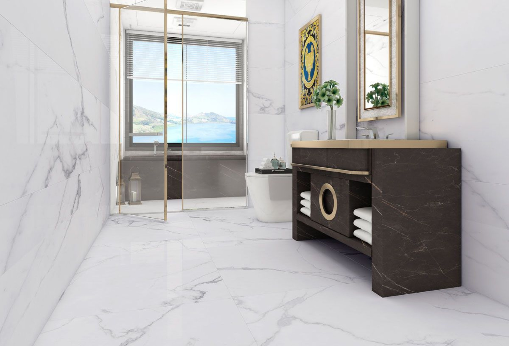 Керамический гранит 80*80*0,9 Statuario Cloud velvet finish рект. - фото5