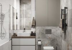 Глаз. керамогранит Sense серый рельеф ректификат 44,8x89,8 16669- фото6