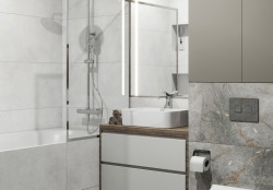 Глаз. керамогранит Sense серый рельеф ректификат 44,8x89,8 16669- фото7