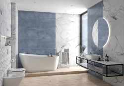 Глаз. керамогранит Flow белый ректификат 44,8x89,8 16881- фото5