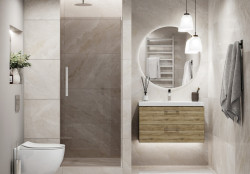 Глаз. керамогранит Sense бежевый рельеф ректификат 44,8x89,8 16670- фото5